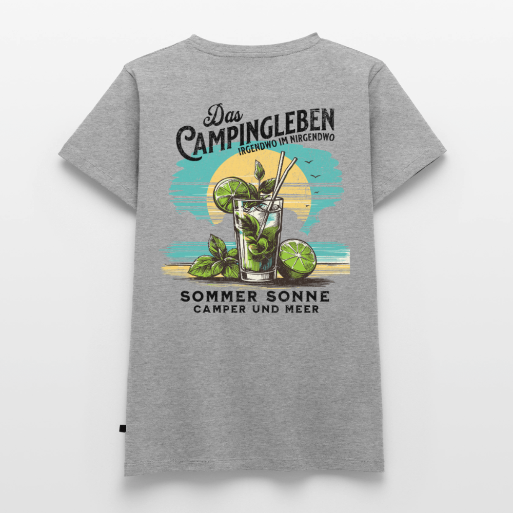 Das Campingleben - Damen Camping T-Shirt - Grau meliert