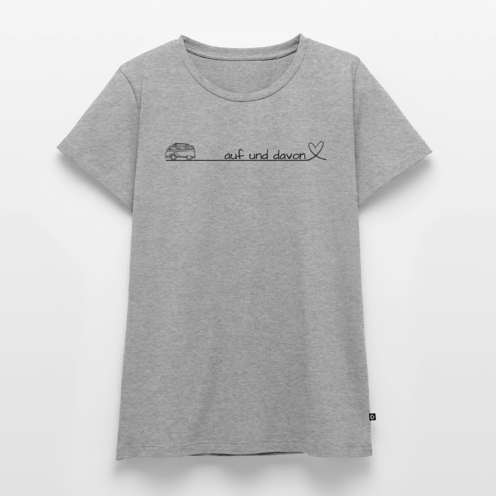 Auf und Davon - Damen Camping T-Shirt - Bulli - Grau meliert