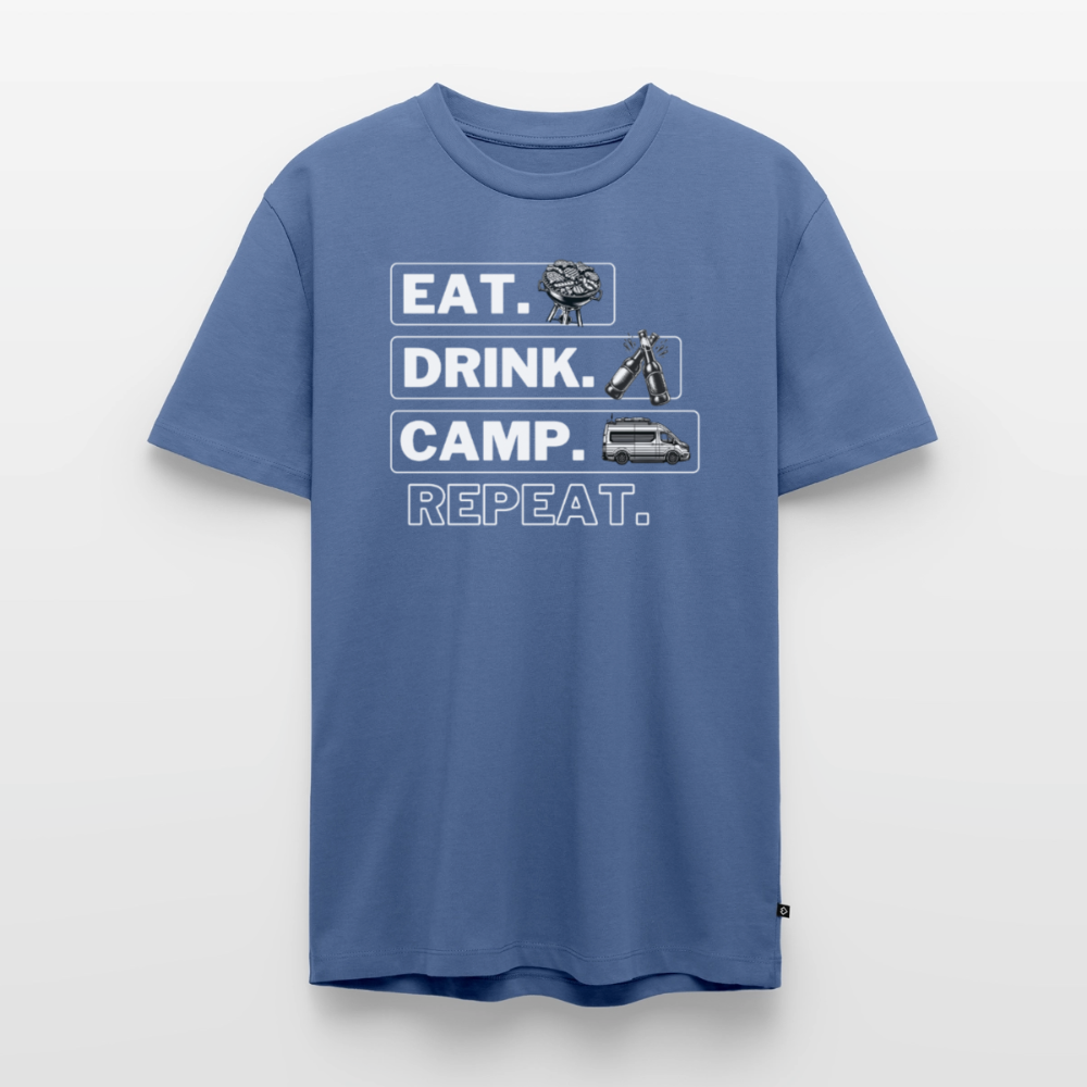 Eat Drink Camp - Herren Camping T-Shirt - Vanlife - Taubenblau