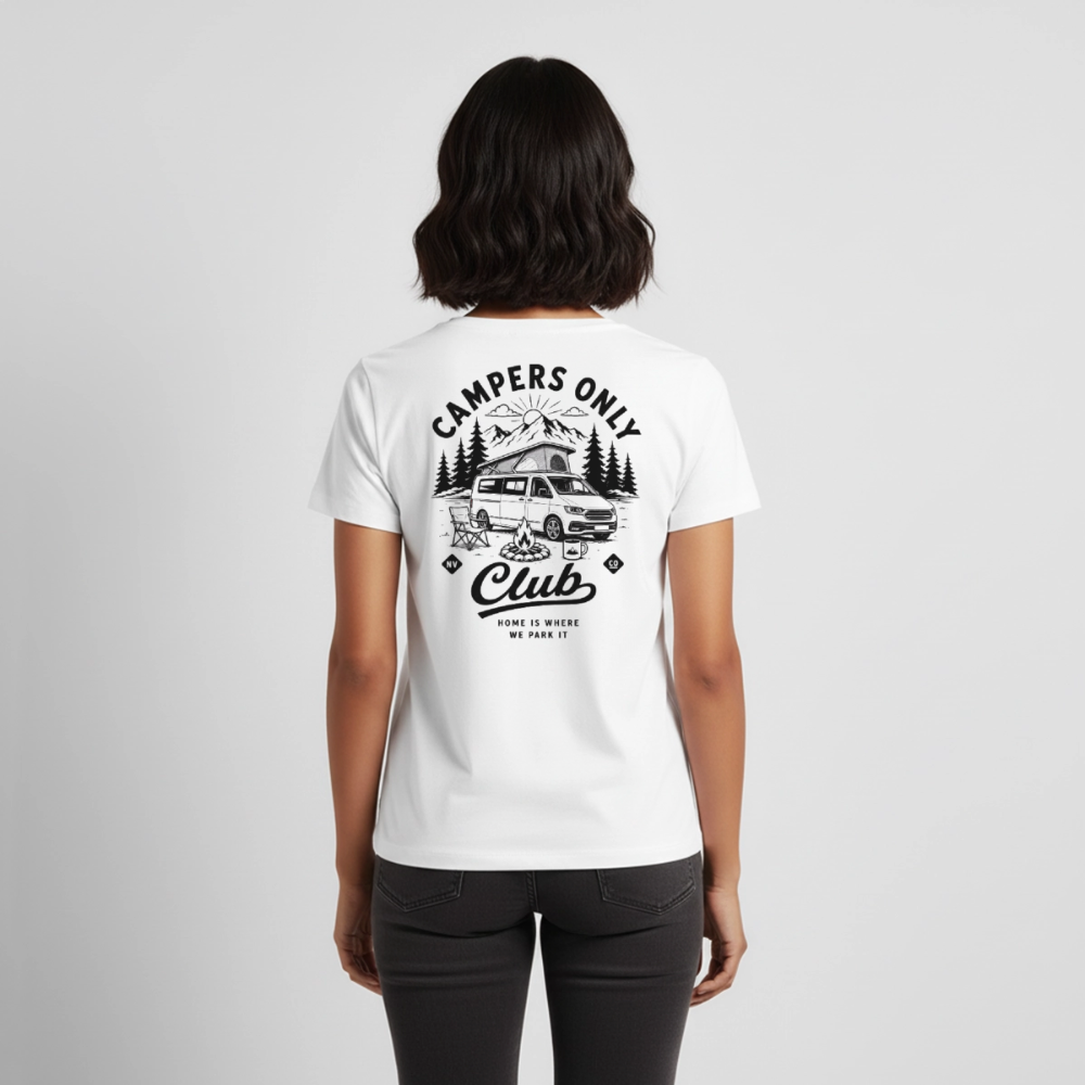 Campers Only Club - Herren Camping T-Shirt - Bulli - Weiß