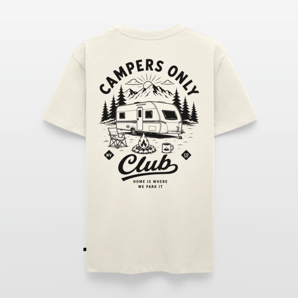 Campers Only Club - Herren Camping T-Shirt - Wohnwagen - Naturweiß