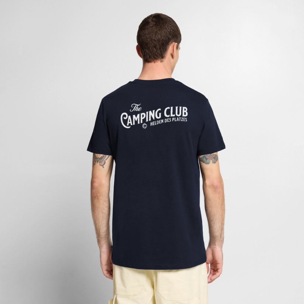 Vintage Camping Club - Herren Camping T-Shirt - Rückendruck - Navy
