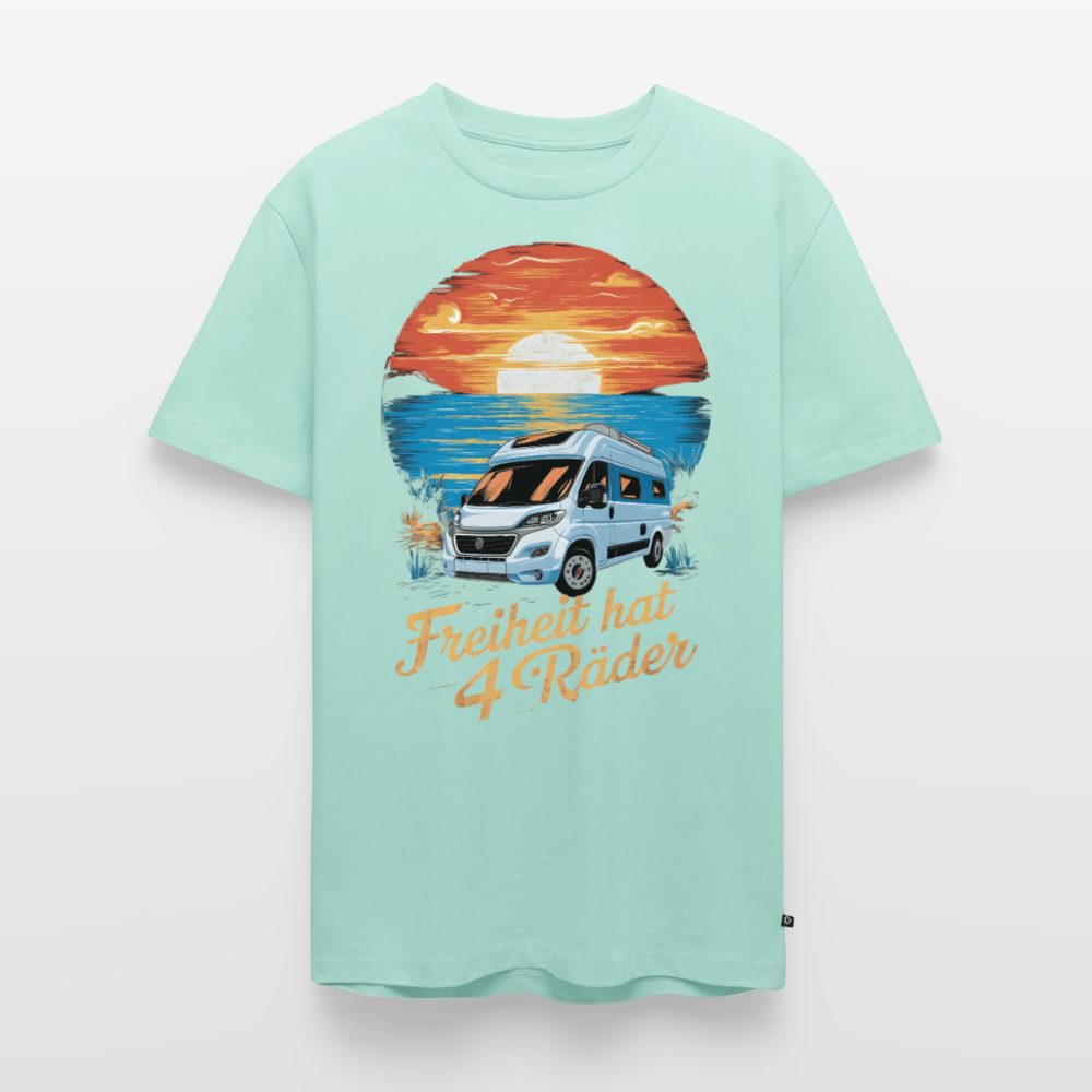 Freiheit hat 4 Räder - Herren Camping T-Shirt - Vanlife - Mint