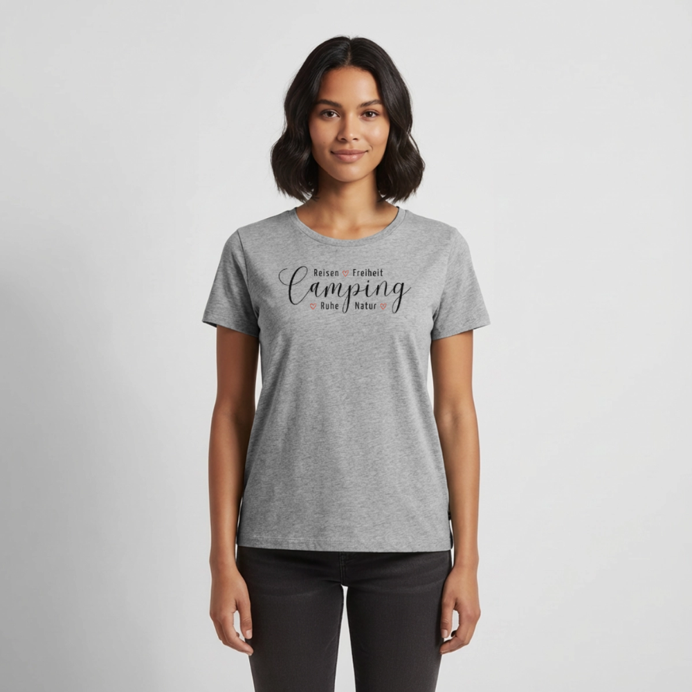 Camping Lifestyle Liebe - Damen Camping T-Shirt - Grau meliert