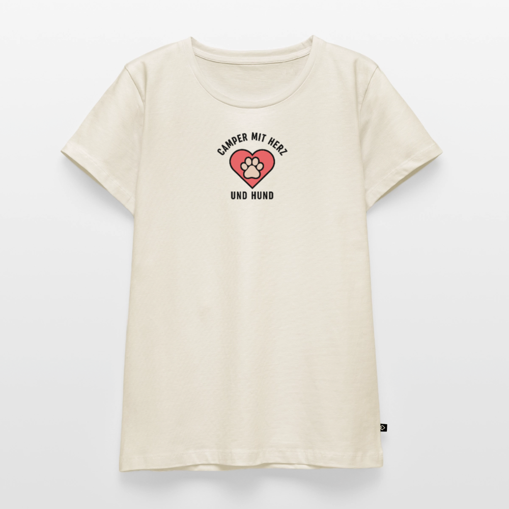 Herz und Hund - Damen Camping T-Shirt - Naturweiß
