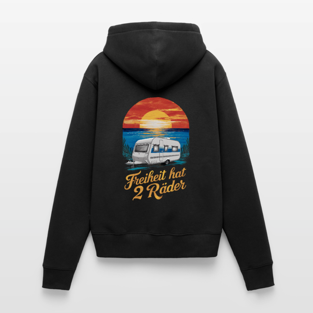 SPOD - Freiheit hat 2 Räder - Damen Camping Hoodie - Wohnwagen - Schwarz
