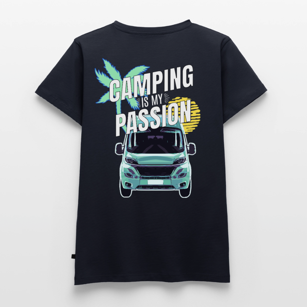 Camping Passion - Damen Camping T-Shirt - Navy