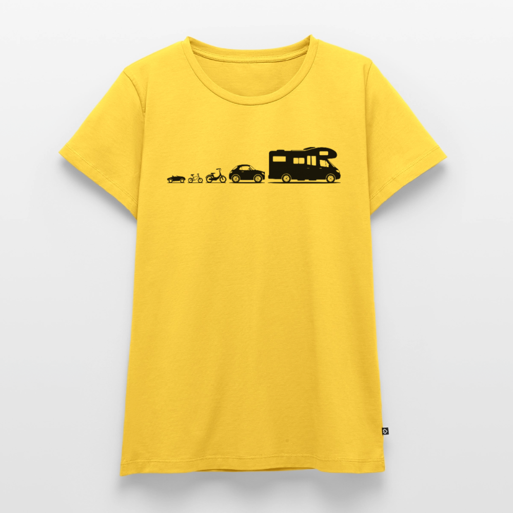 Evolution Wohnmobil - Damen Camping T-Shirt - Sonnengelb
