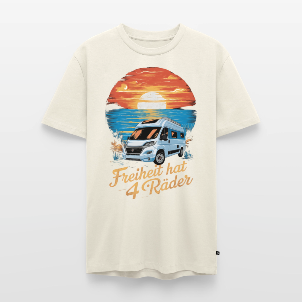 Freiheit hat 4 Räder - Herren Camping T-Shirt - Vanlife - Naturweiß