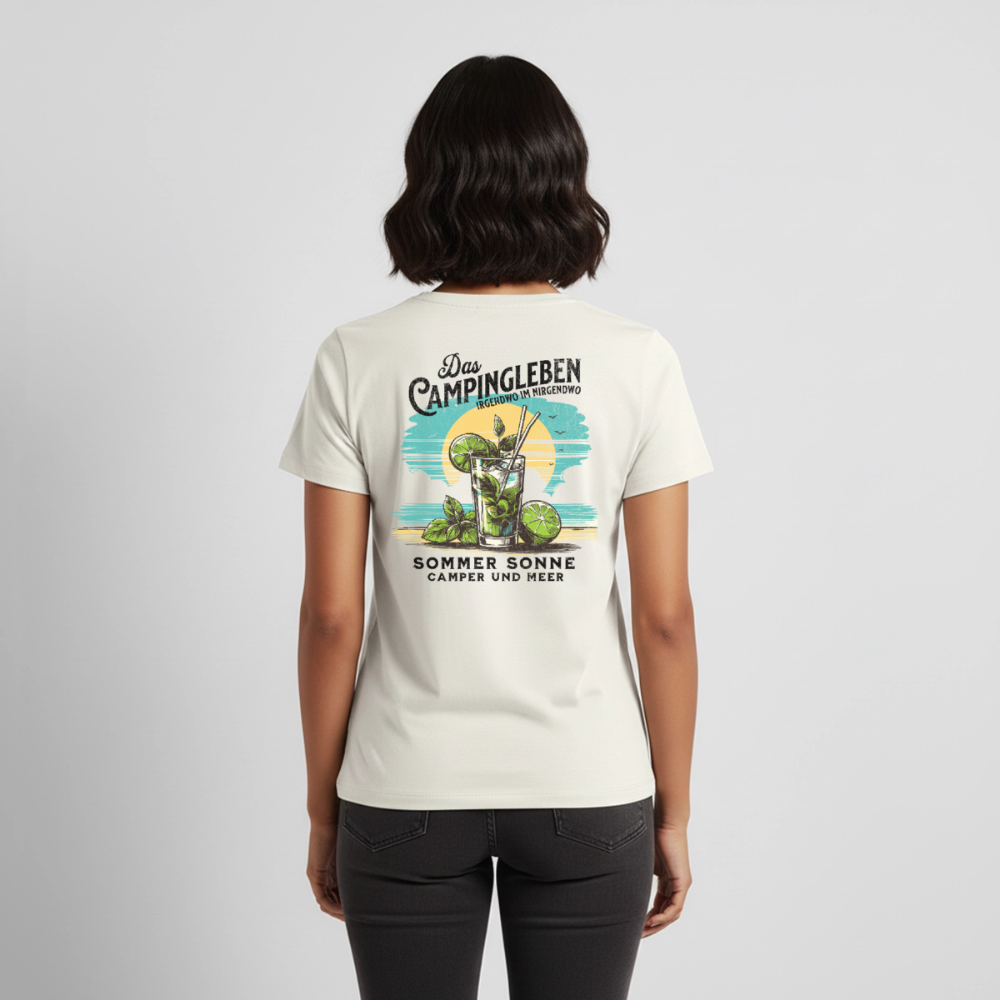 Das Campingleben - Damen Camping T-Shirt - Naturweiß