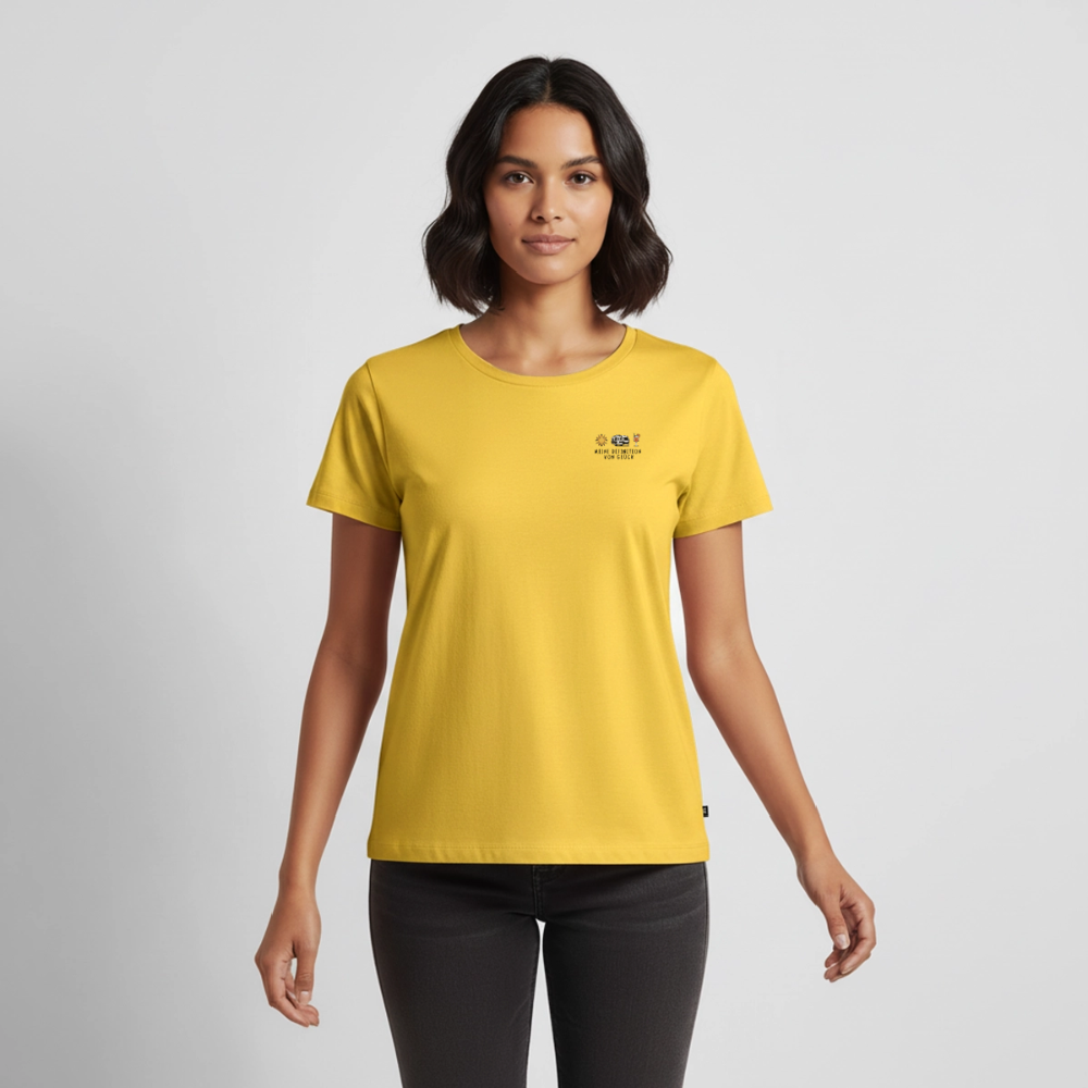 Definition von Glück - Damen Camping T-Shirt - Wohnwagen - Sonnengelb