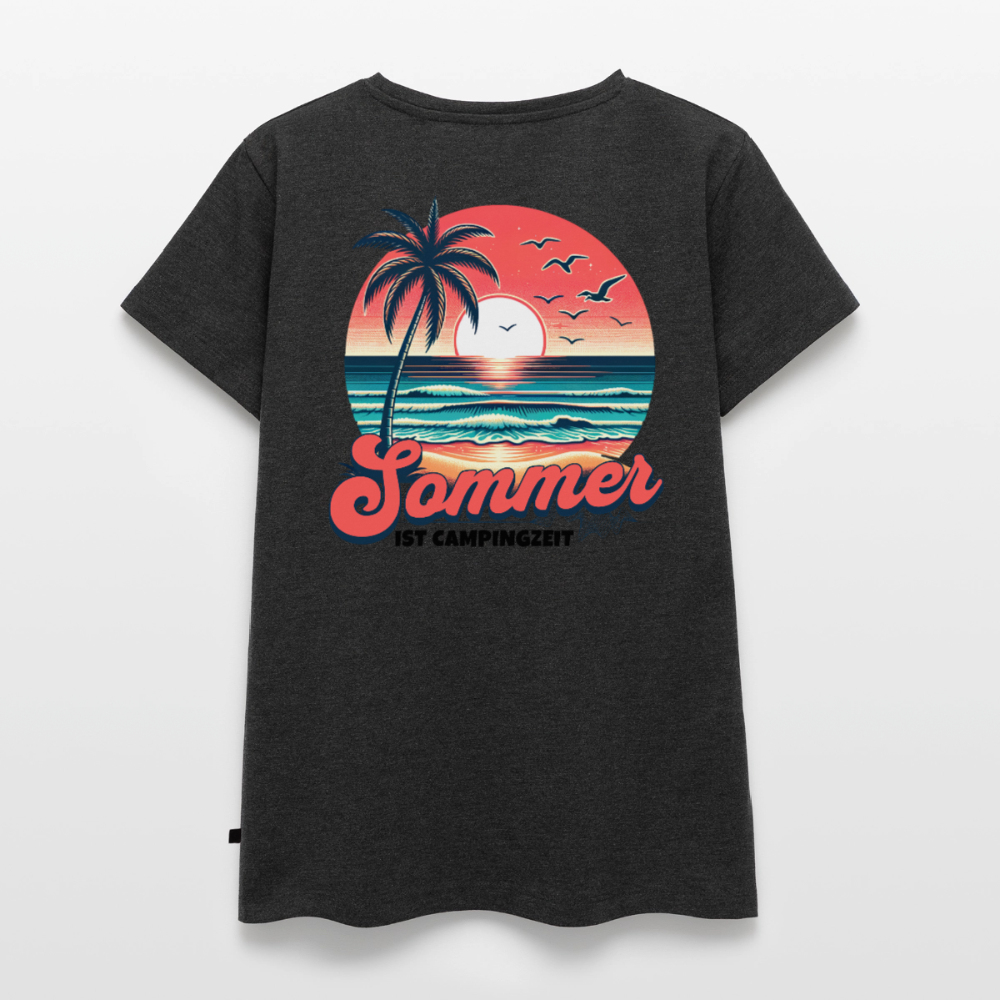Sommer ist Campingzeit - Damen Camping T-Shirt - Anthrazit meliert