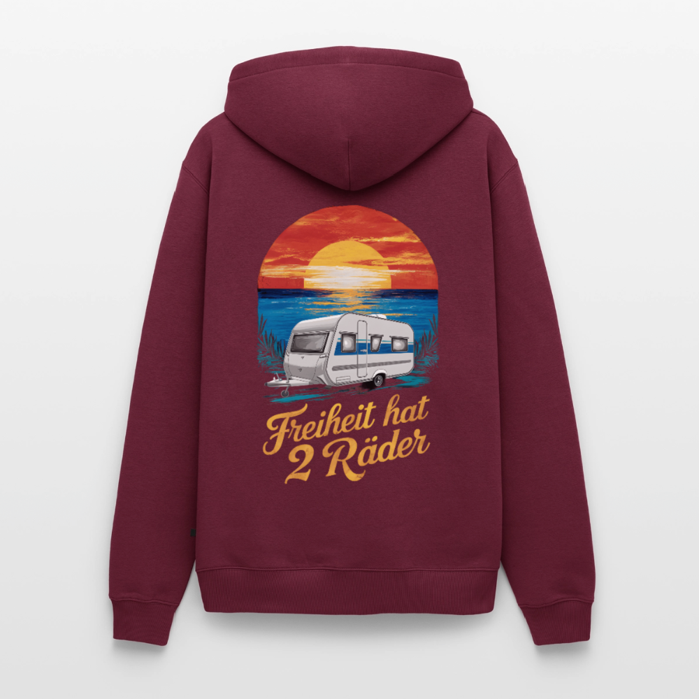 Freiheit hat 2 Räder - Herren Camping Hoodie - Wohnwagen - Burgunderrot
