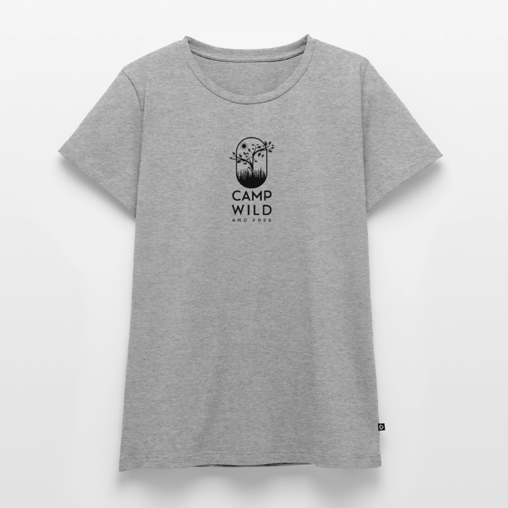 Camp Wild and Free - Damen Camping T-Shirt - Grau meliert