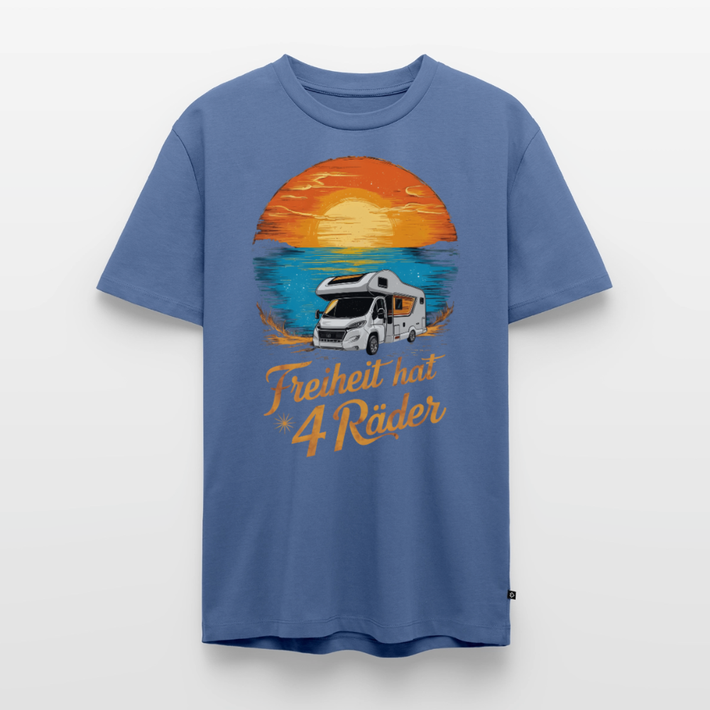 Freiheit hat 4 Räder - Herren Camping T-Shirt - Wohnmobil - Taubenblau