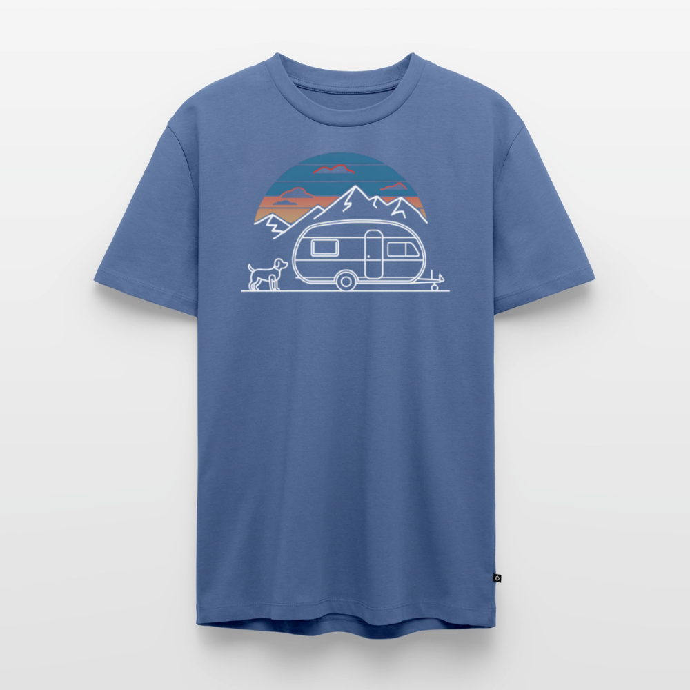 Wohnwagen mit Hund - Herren Camping T-Shirt - Taubenblau