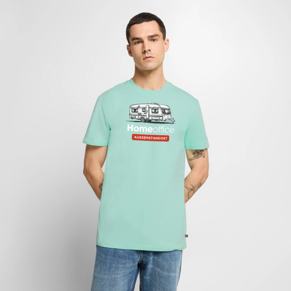 Wohnwagen Homeoffice - Herren Camping T-Shirt - Mint