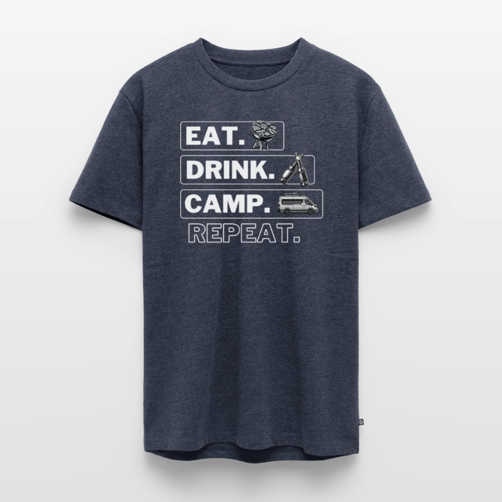 Eat Drink Camp - Herren Camping T-Shirt - Vanlife - Jeansblau
