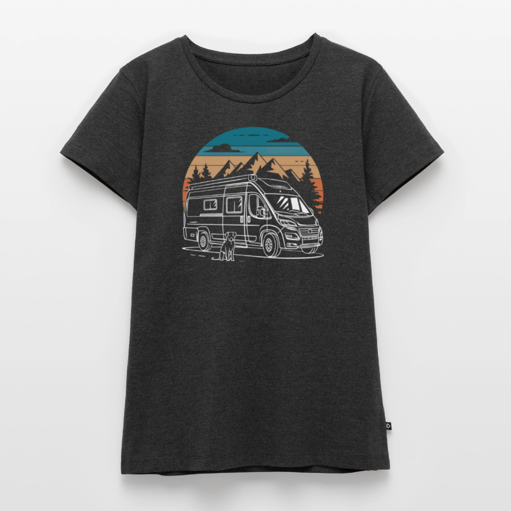 Vanlife mit Hund - Damen Camping T-Shirt - Anthrazit meliert