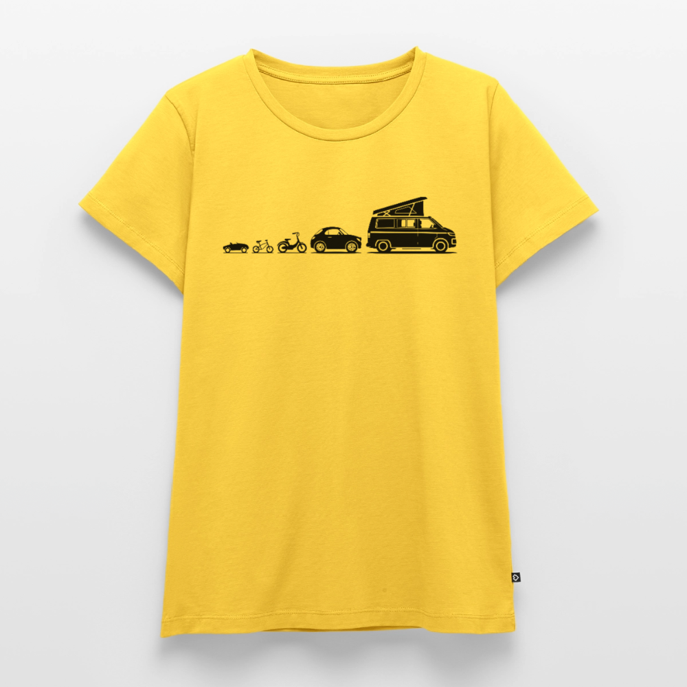 Evolution Bulli - Damen Camping T-Shirt - Sonnengelb