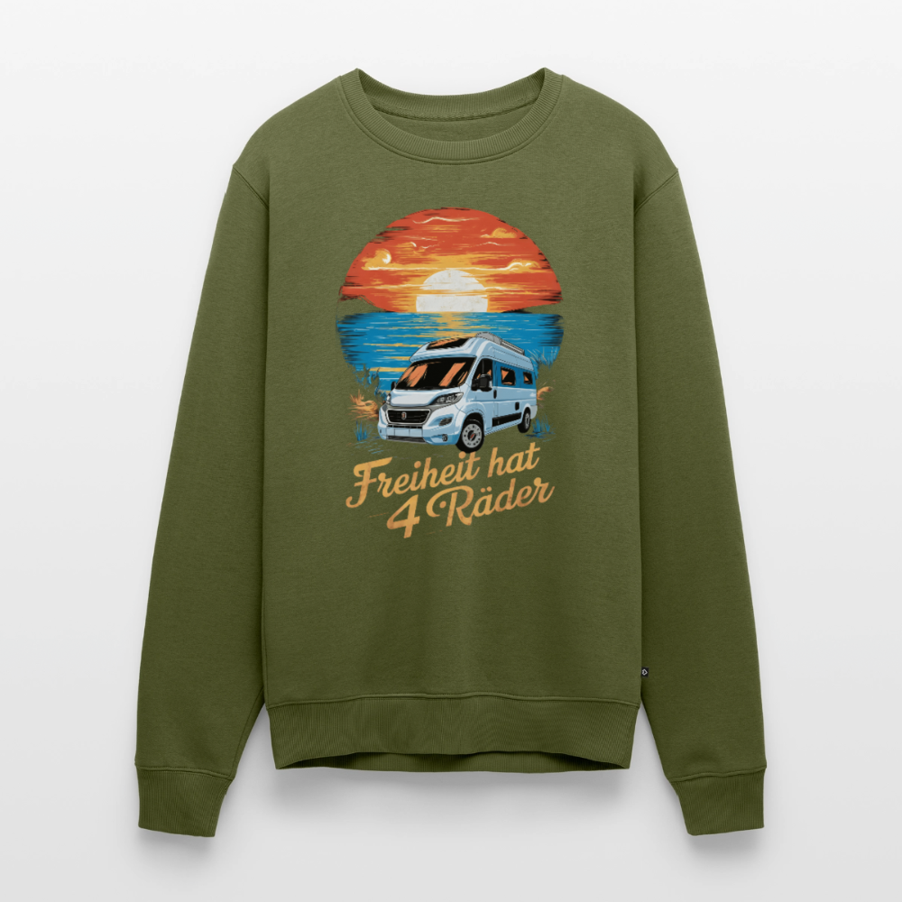 Freiheit hat 4 Räder - Herren Camping Sweatshirt - Vanlife - Khaki