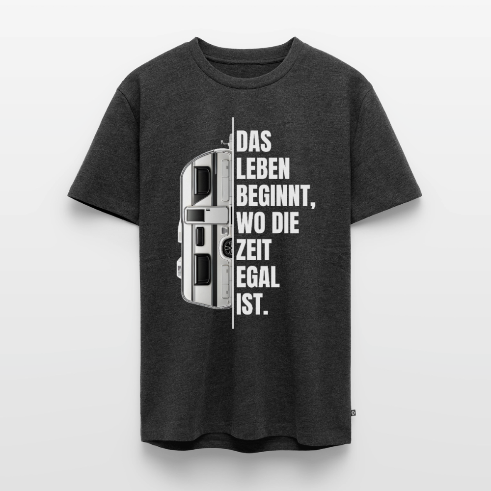 Camping ist Zeitlos - Herren Camping T-Shirt - Wohnwagen - Anthrazit meliert