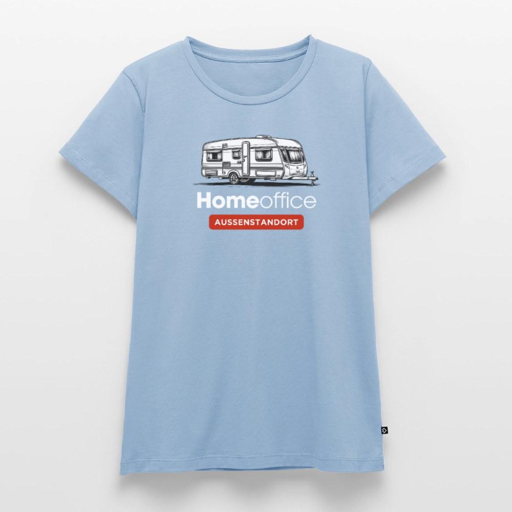 Wohnwagen Homeoffice - Damen Camping T-Shirt - Hellblau