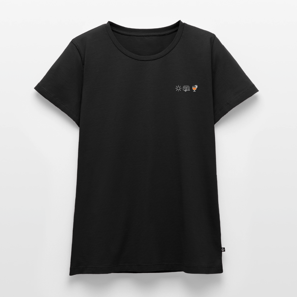 Sonne Wohnwagen Aperol - Damen Camping T-Shirt - Schwarz