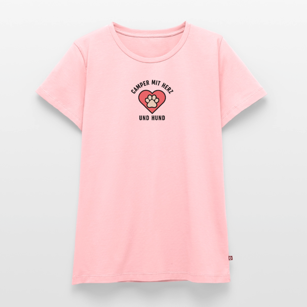 Herz und Hund - Damen Camping T-Shirt - Rosa