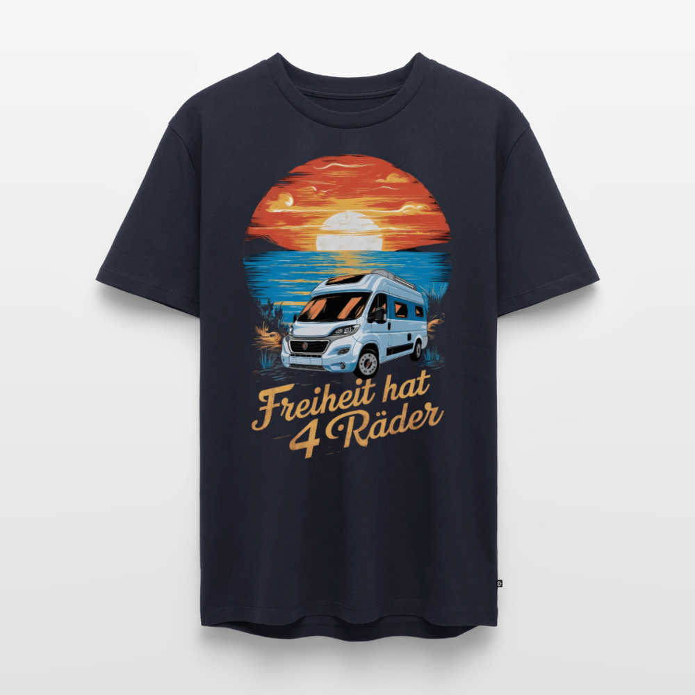 Freiheit hat 4 Räder - Herren Camping T-Shirt - Vanlife - Navy