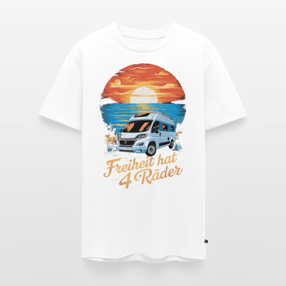 Freiheit hat 4 Räder - Herren Camping T-Shirt - Vanlife - Weiß