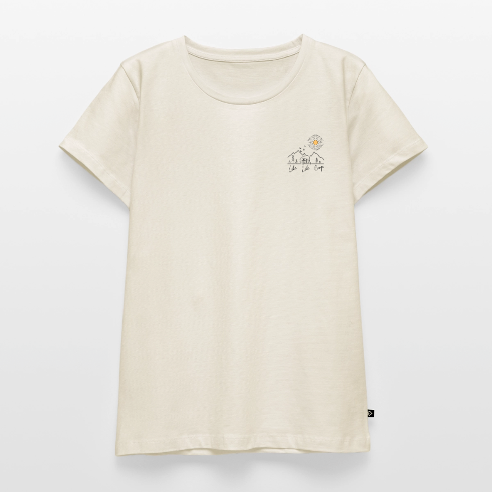 Lebe Liebe Campe - Damen Camping T-Shirt - Brust - Naturweiß
