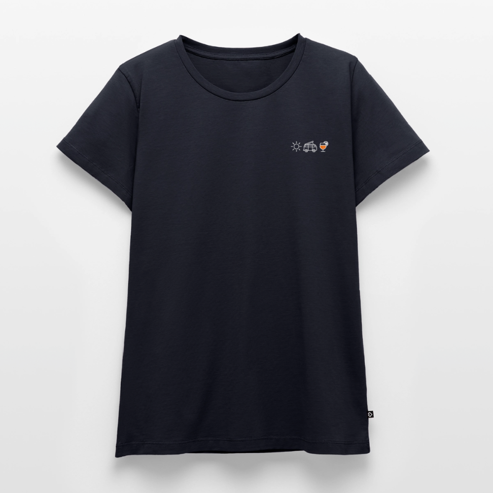 Sonne Bulli Aperol - Damen Camping T-Shirt - Navy