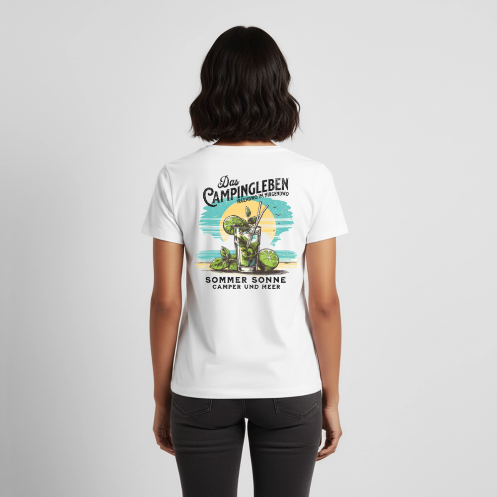 Das Campingleben - Damen Camping T-Shirt - Weiß