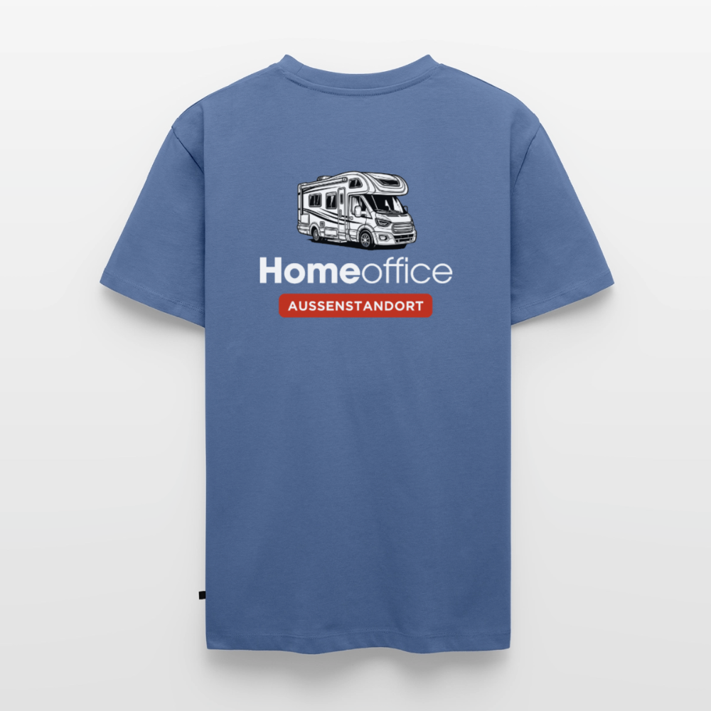 Wohnmobil Homeoffice - Herren Camping T-Shirt - Rückendruck - Taubenblau