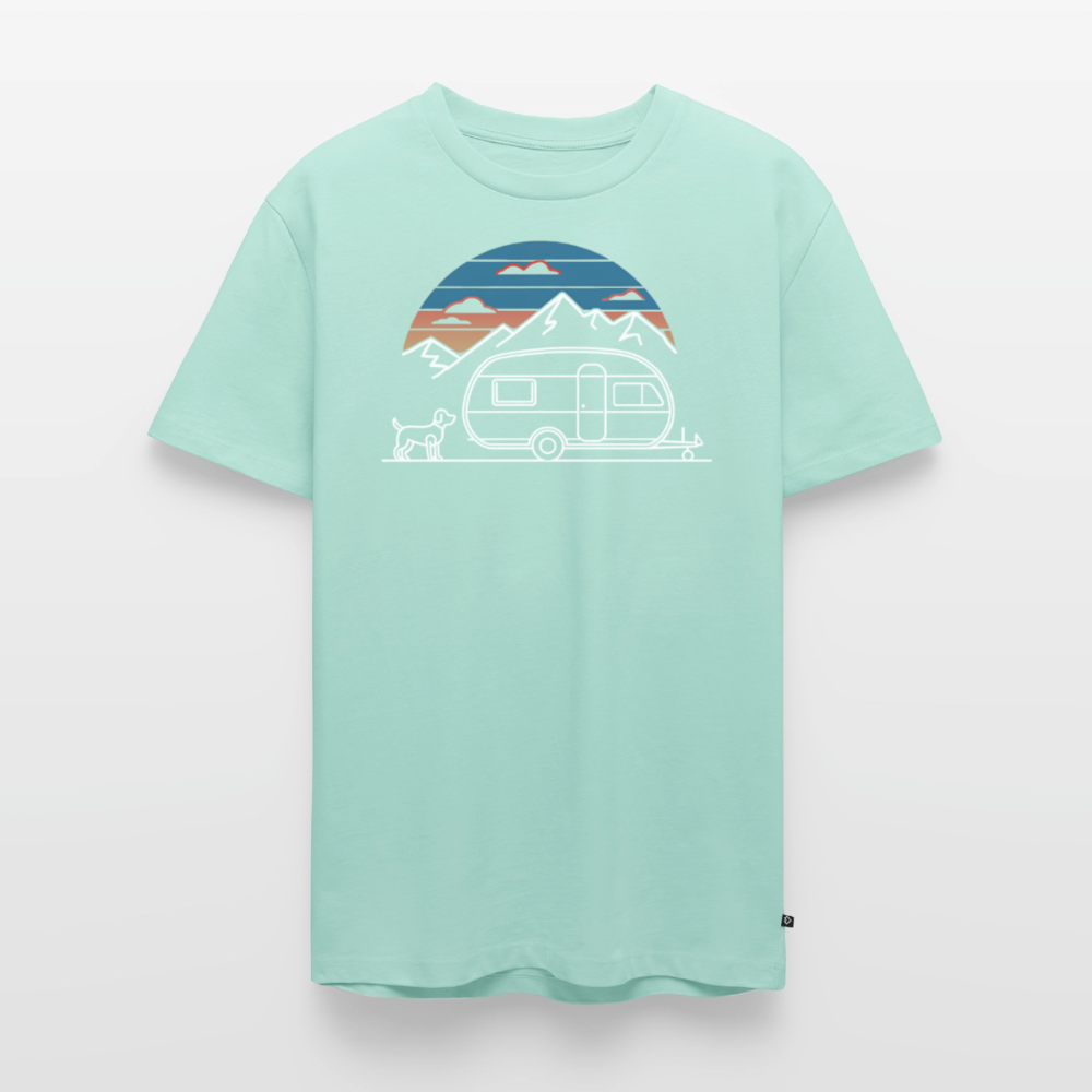 Wohnwagen mit Hund - Herren Camping T-Shirt - Mint