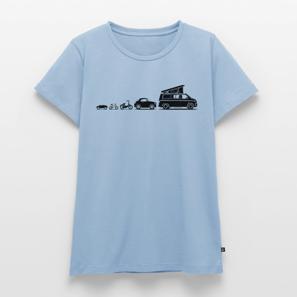 Evolution Bulli - Damen Camping T-Shirt - Hellblau