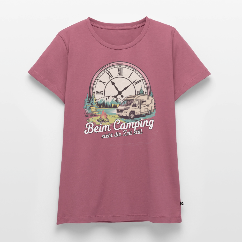 Zeit steht still - Damen Camping T-Shirt - Wohnmobil - Mauve