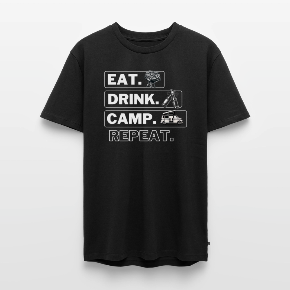 Eat Drink Camp - Herren Camping T-Shirt - Bulli - Schwarz