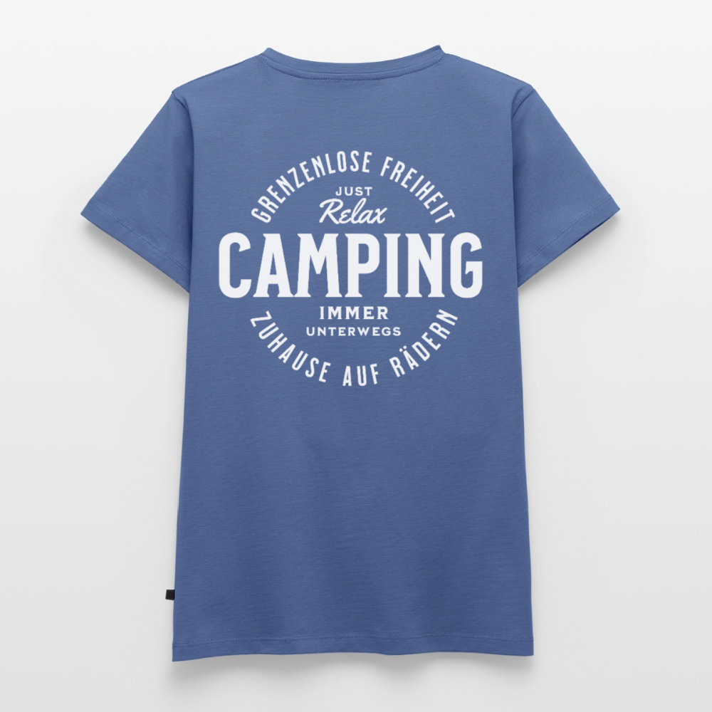 Grenzenlose Freiheit - Damen Camping T-Shirt - Taubenblau