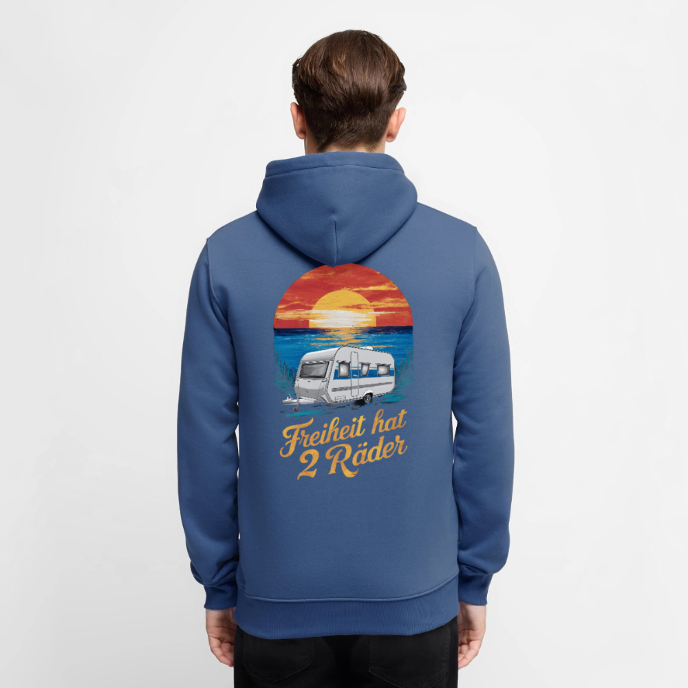 Freiheit hat 2 Räder - Herren Camping Hoodie - Wohnwagen - Taubenblau