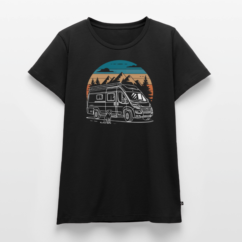 Vanlife mit Hund - Damen Camping T-Shirt - Schwarz