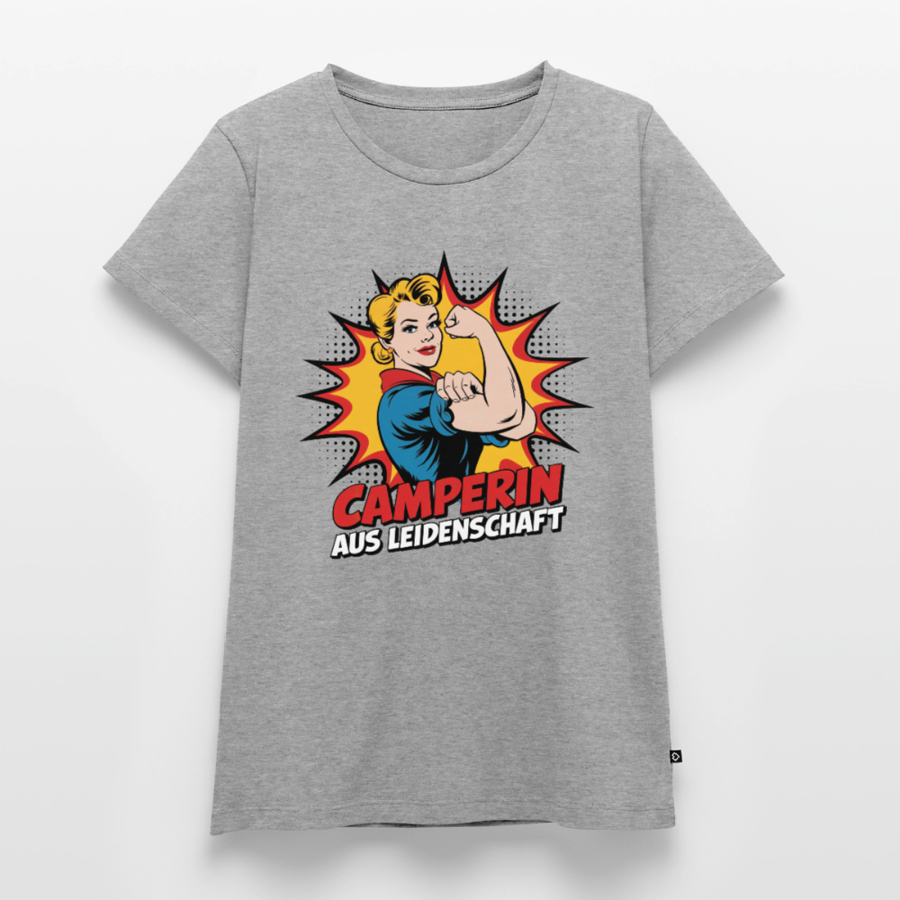 Camperin aus Leidenschaft - Damen Camping T-Shirt - Grau meliert