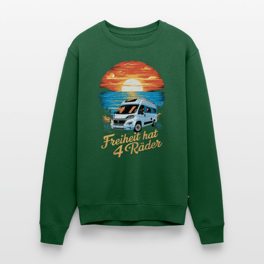 Freiheit hat 4 Räder - Herren Camping Sweatshirt - Vanlife - Flaschengrün