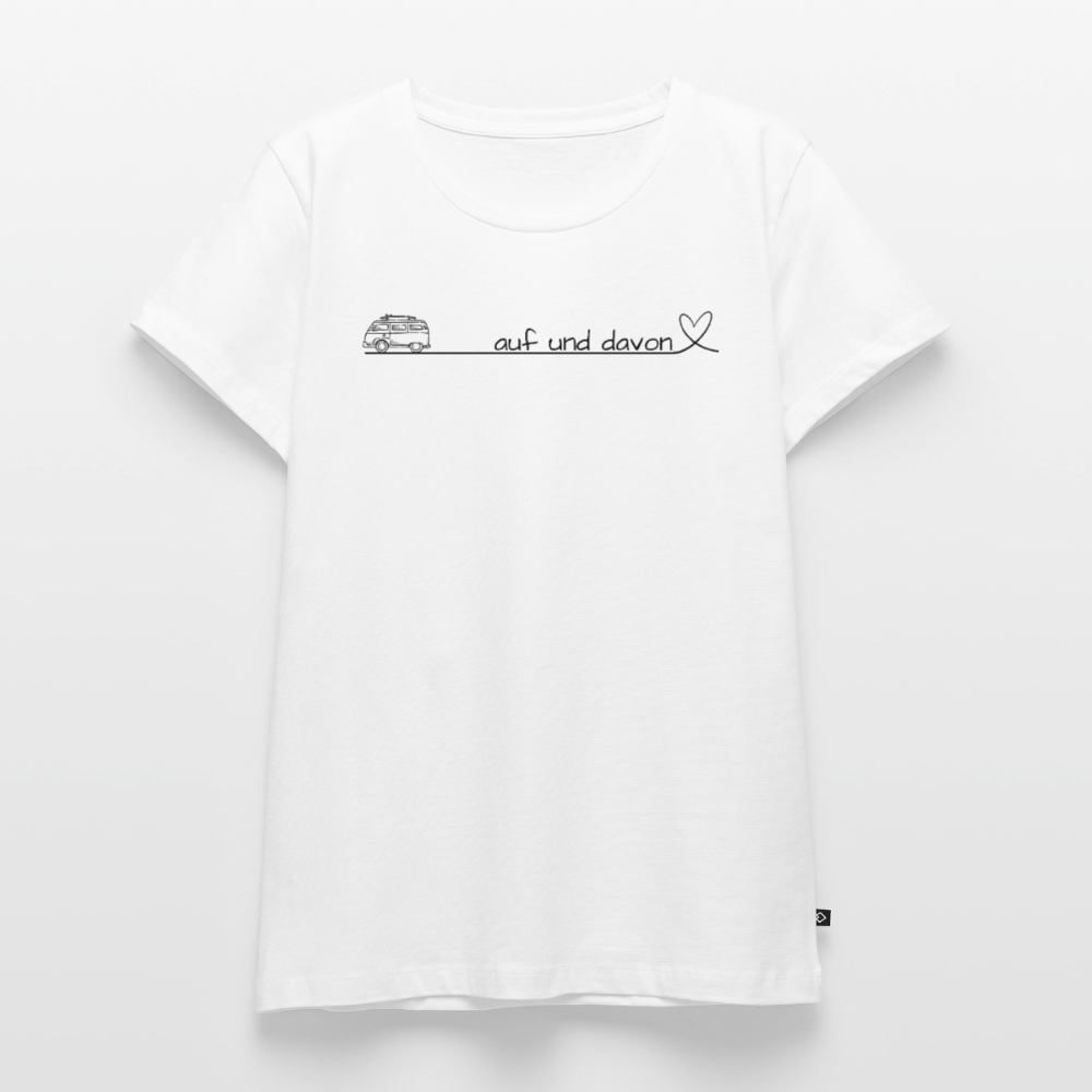 Auf und Davon - Damen Camping T-Shirt - Bulli - Weiß