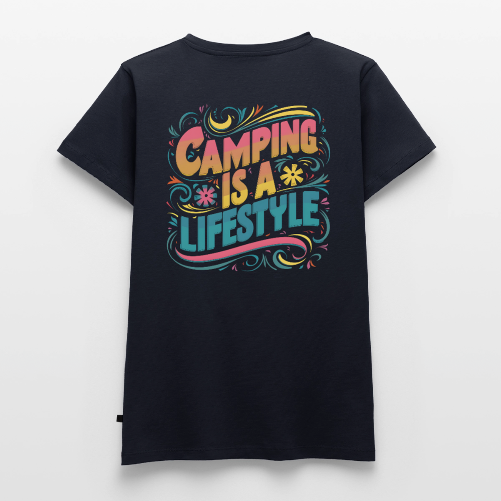 Camping is Lifestyle - Damen Camping T-Shirt - Navy