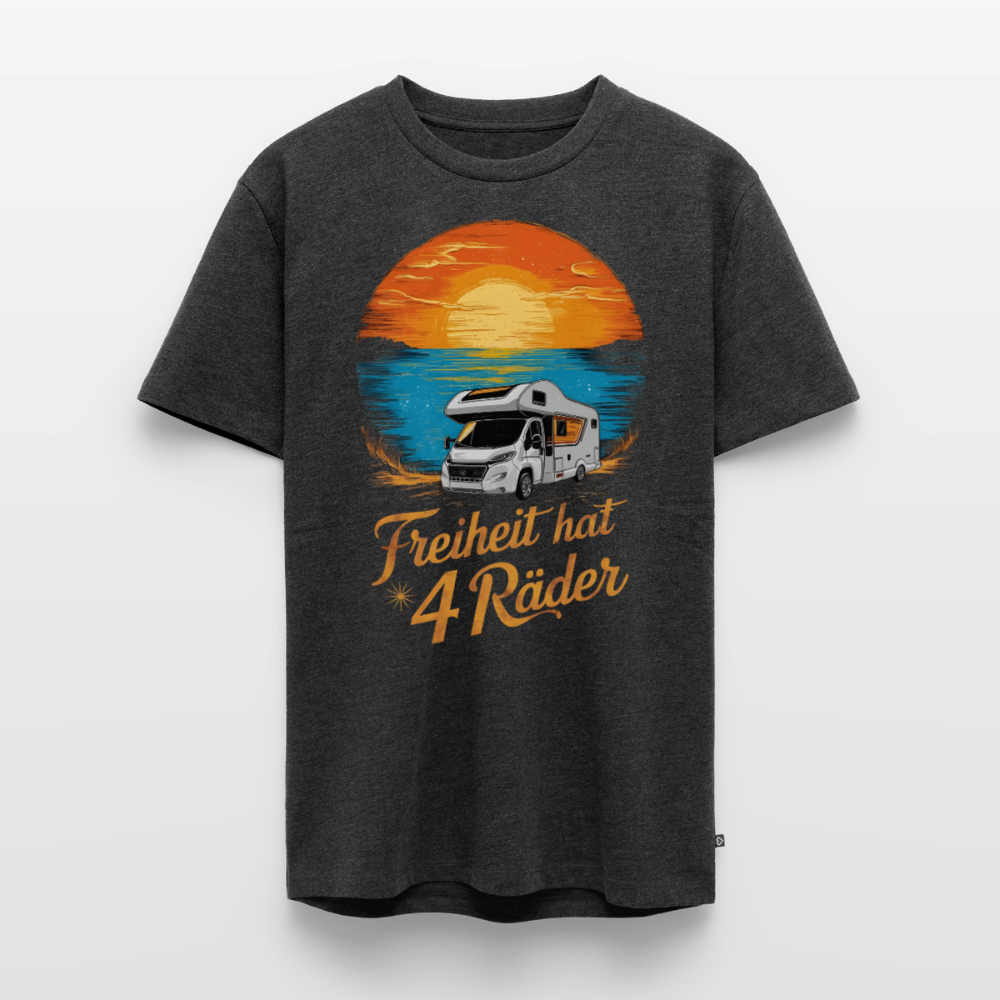 Freiheit hat 4 Räder - Herren Camping T-Shirt - Wohnmobil - Anthrazit meliert