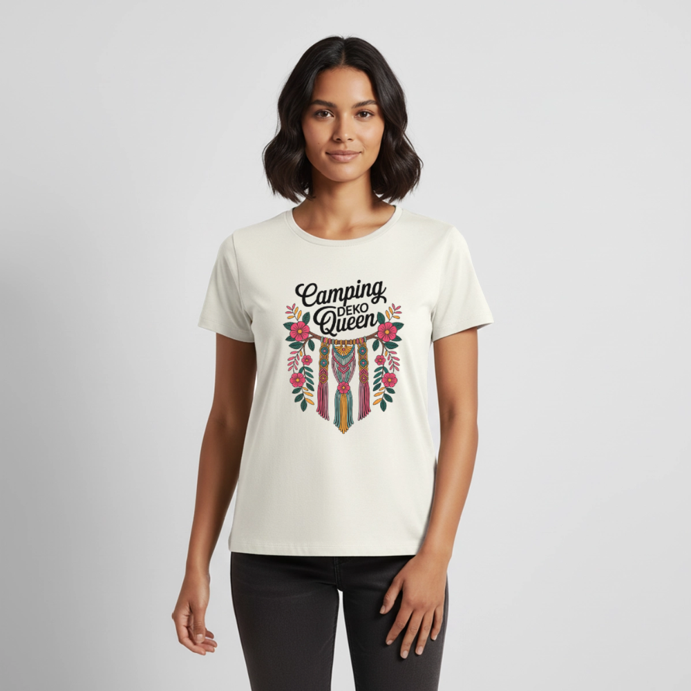 Camping Deko Queen - Damen Camping T-Shirt - Naturweiß