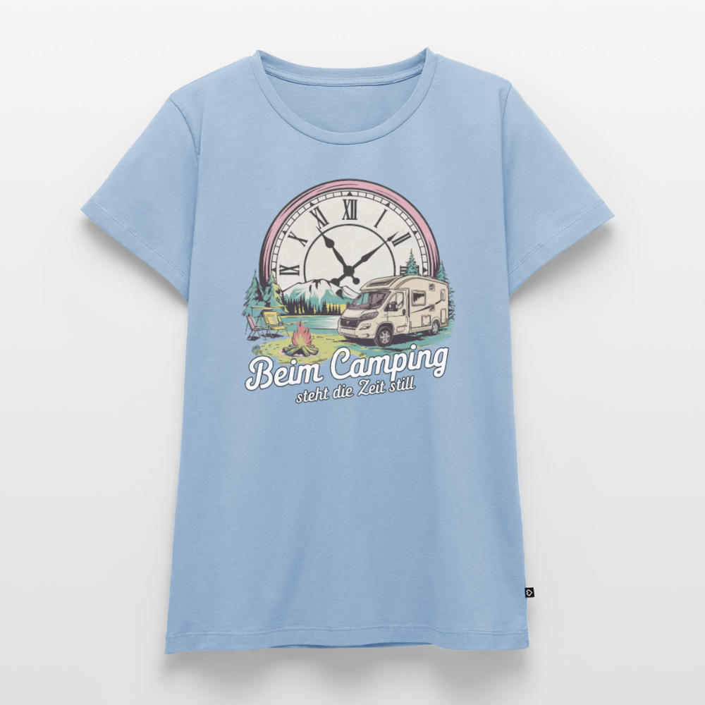 Zeit steht still - Damen Camping T-Shirt - Wohnmobil - Hellblau