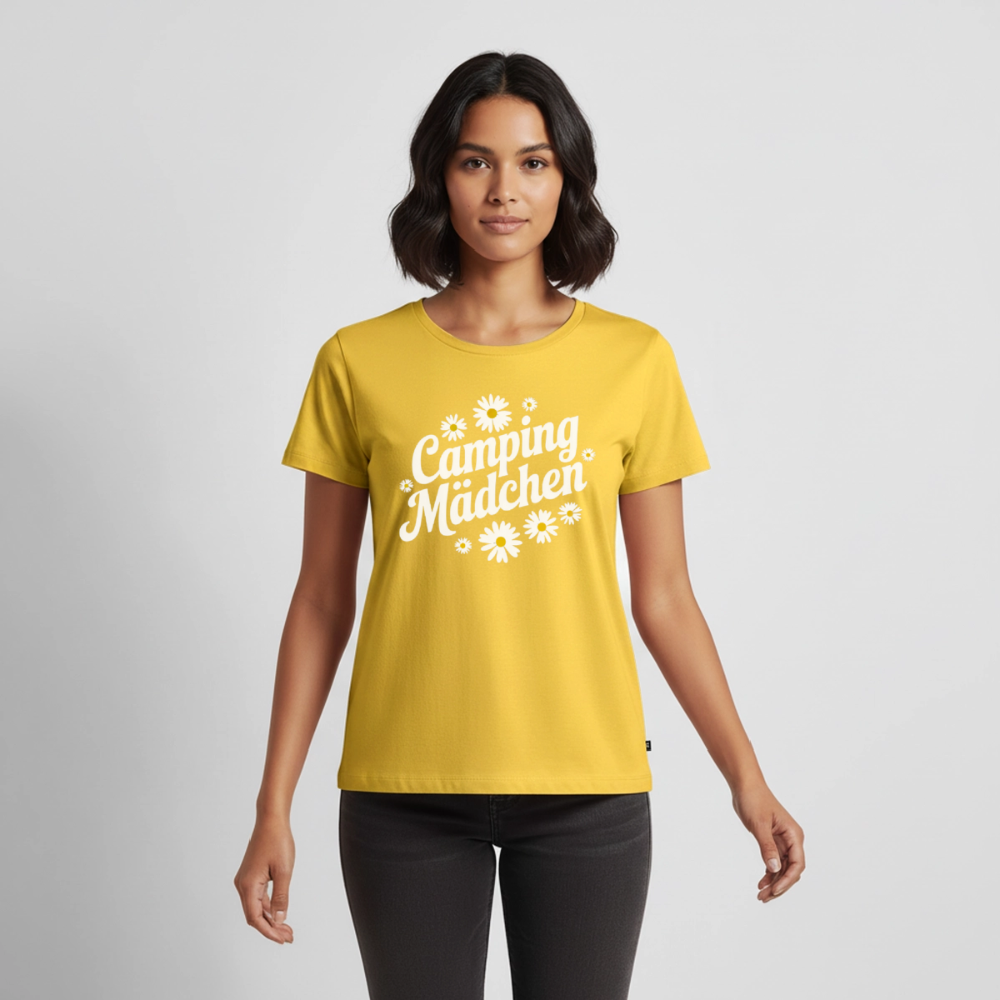Camping Mädchen - Damen Camping T-Shirt - Sonnengelb